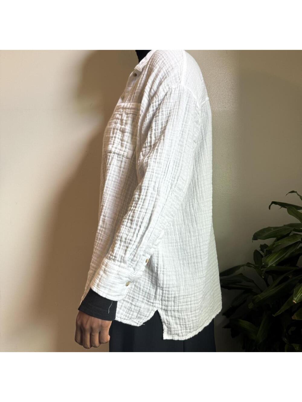 Dreamy White Double-Gauze Oversized Button-Down 2X - Picture 4 of 7